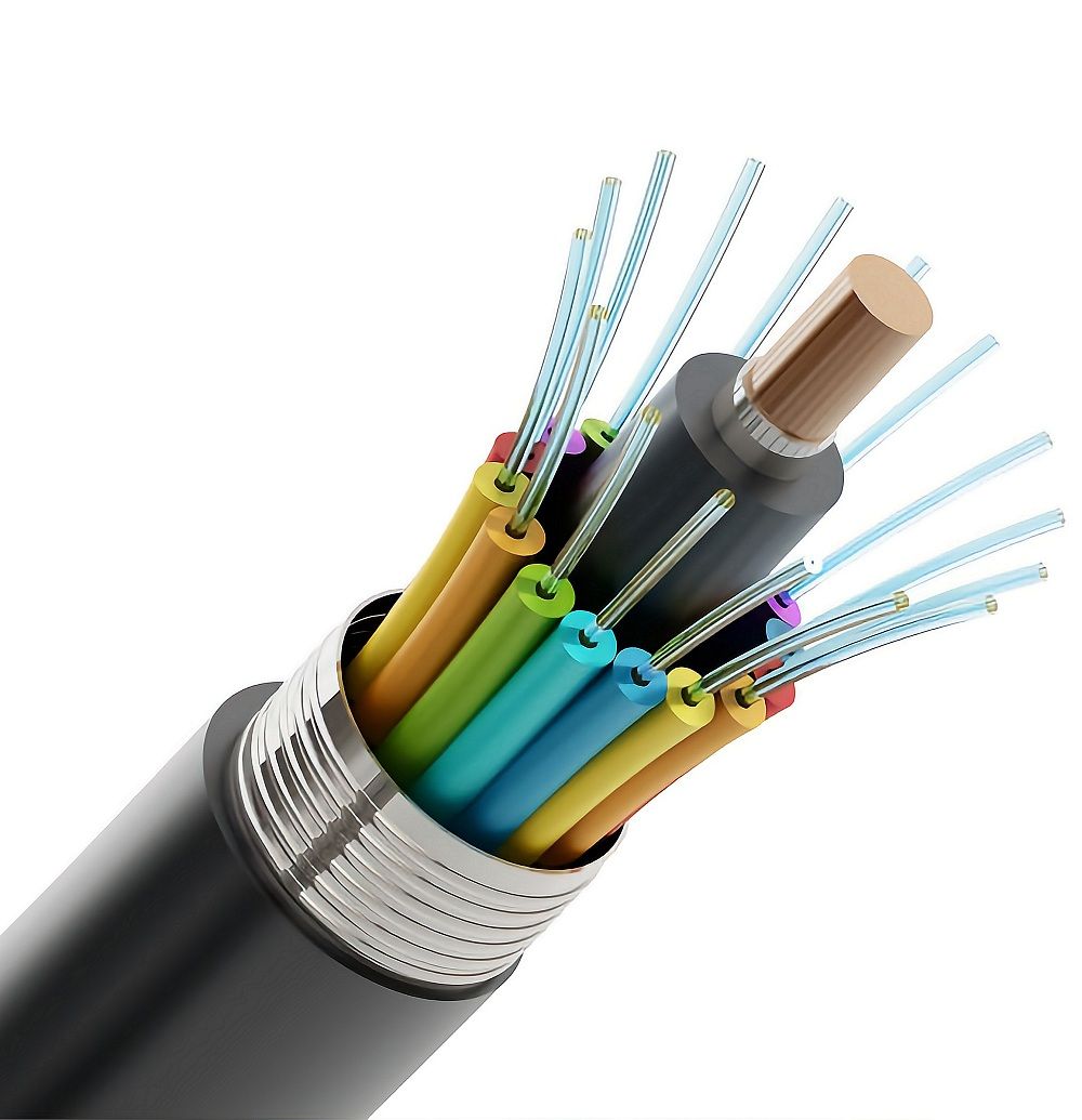 Kabel fiber optik dengan banyak koneksi serat optik